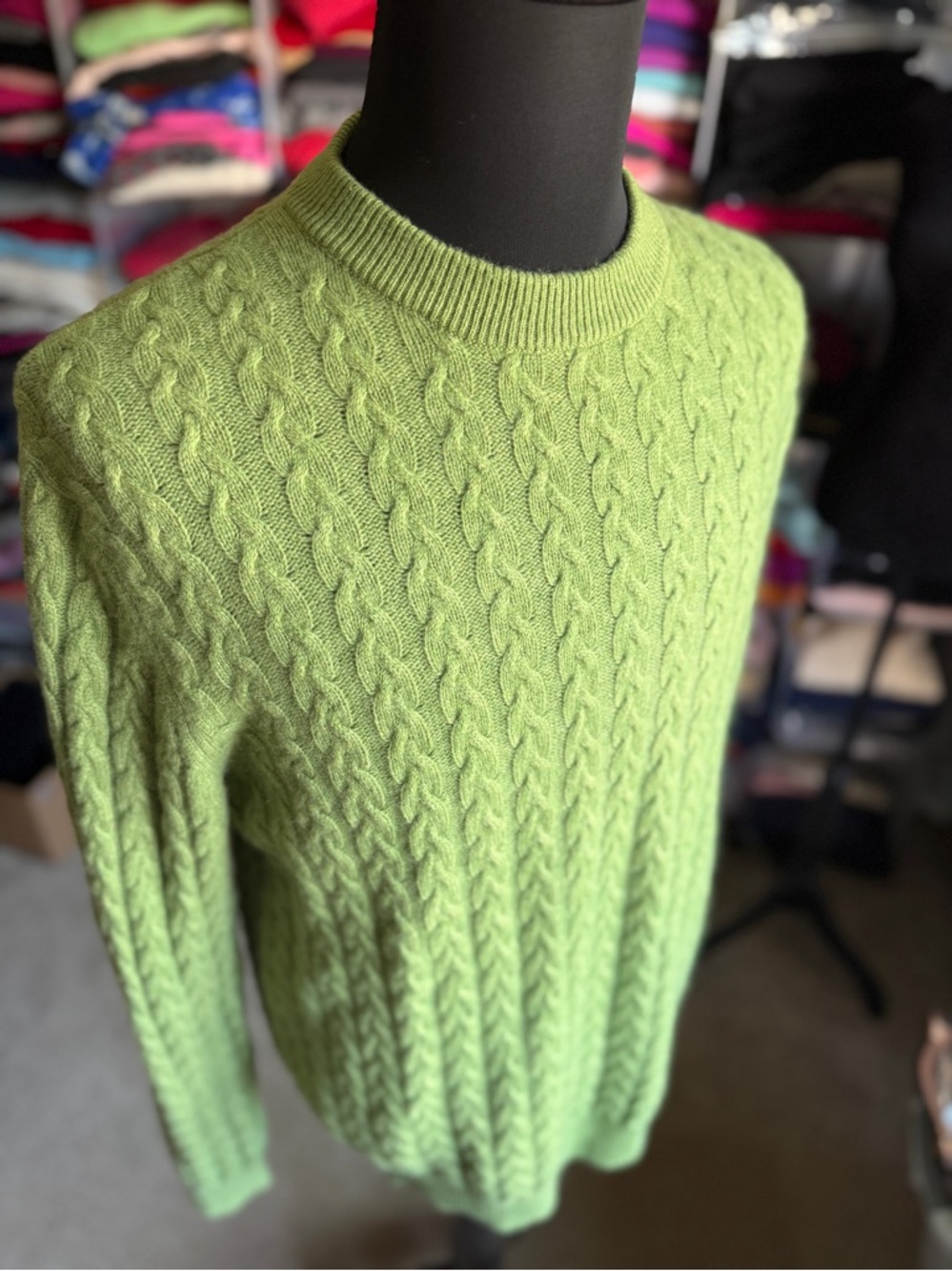 Allen Solly Bright Lime Green Cashmere Sweater